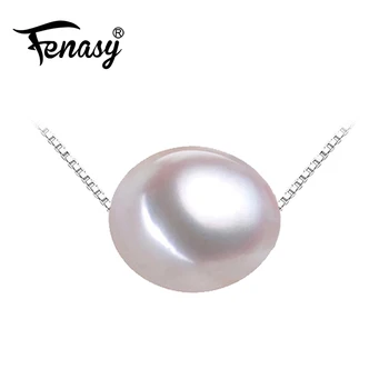 

FENASY Real Natural Freshwater Pearl Pendant Necklace For Women With 925 Sterling Silver Chain Jewelry
