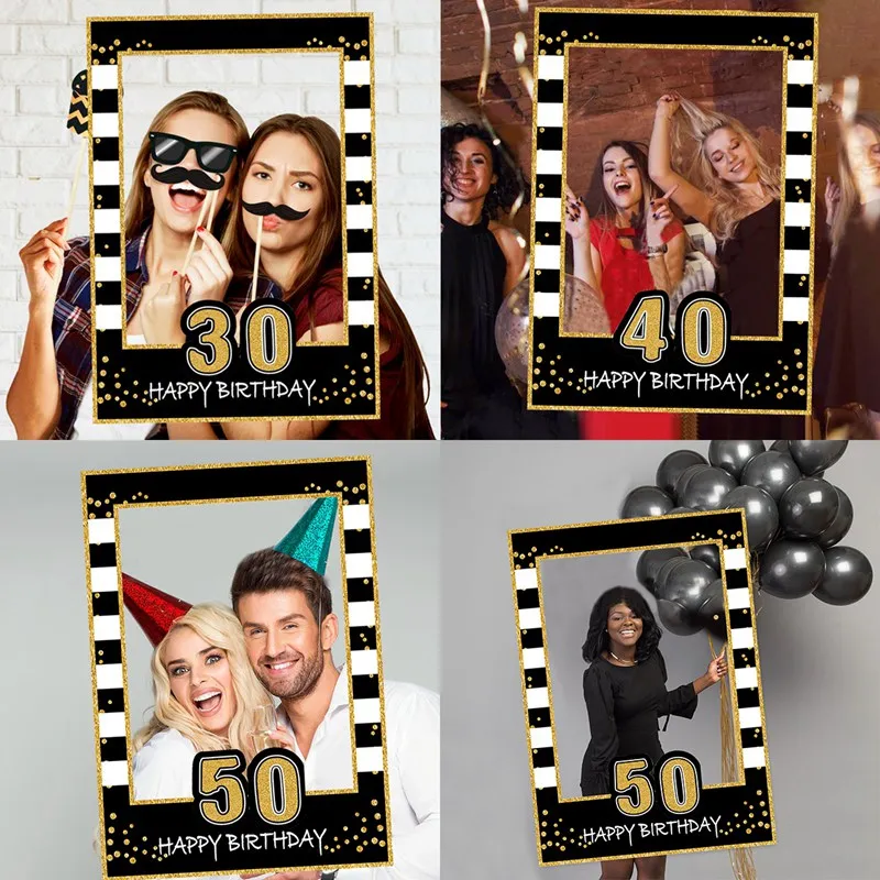 PATIMATE 30th 40th 50th фотобудка реквизит с днем рождения фоторамка для дня рождения Декор для вечеринки взрослые принадлежности для юбилейной вечеринки