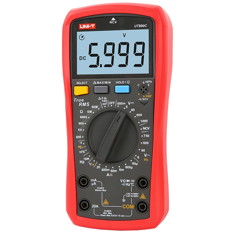 UNI-T UT890C True RMS Digital Multimeter with Backlight AC/DC Frequency Multimeter Ammeter Multitester Free Shipping