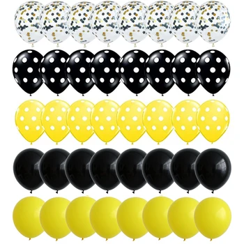 

40pcs 12 Inch Yellow Black Polka Dot Balloons Gold Confetti Balloons Bee Themed Birthday Party Decoration Baby Shower Supplies