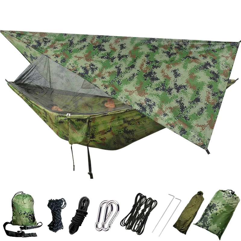 Camping Hammock Mosquito Net and Hammock Canopy Portable Nylon Hammock Rain Fly Tree Straps for Hiking Camping Survival Travel 