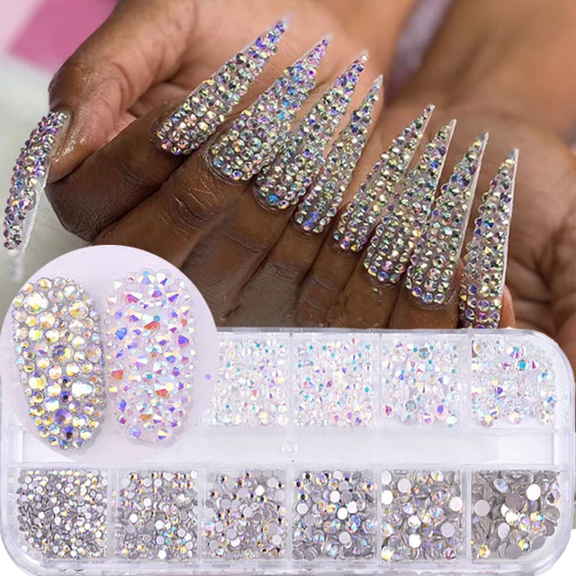 12Grids/Set Crystal Rhinestone Diamond Gems 3D Glitter Nail Art