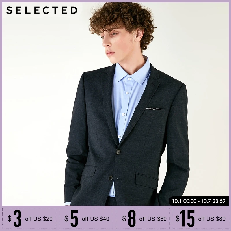 

SELECTED Mens Slim Fit Plaids Wool Bussiness Blazer Suit Coat| 41835Z503