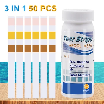 

3-In-1 Swimming Pool Test Paper Residual Chlorine PH Value Alkalinity Test Strip Hot Spa Tub Water Quality Detection 100 pcs