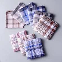 

10pcs 100% Cotton Handkerchiefs with Stripe Hankies Classic Plaid Handkerchief Pocket for Women Men