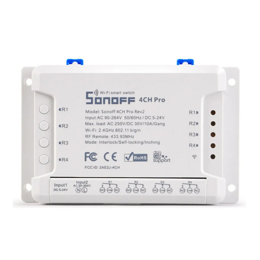 SONOFF 4CH Pro R2 WiFI переключатель беспроводной смарт-коммутатор 433 МГц РЧ пульт дистанционного управления для Google Home Amazon Alexa переключатель Wifi
