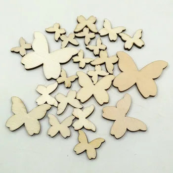 10/15/20/30/40mm 50pcs Wooden Butterfly Pattern Scrapbooking Art Collection Craft For Handmade Accessory Sewing Home