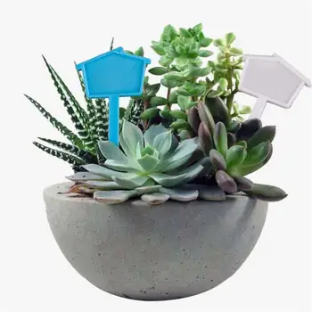 

50pcs House Shape Plant Markers Garden Bonsai Succulent Seedings Tags Sign PVC Gardening Labels Stake on Soil Paint Sticks