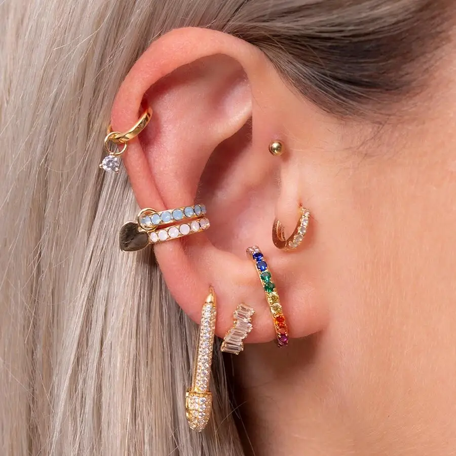 Серьги в европейском стиле радужные блестящие оригинальные безопасные со