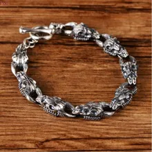 S925 мужской серебряный тайский браслет, браслет с головой овцы, ретро череп, властная личность, кулон для мужчин, стиль