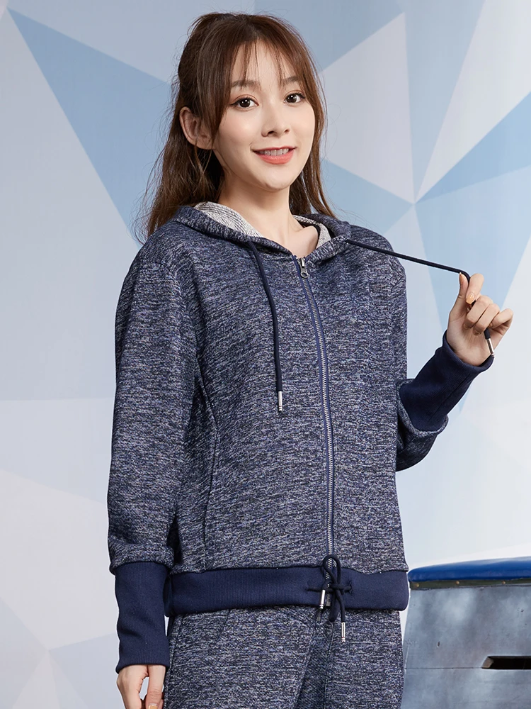 Gray FBF9398 Женская Спортивная одежда для спорта и отдыха на молнии, теплая Модная толстовка с капюшоном, бархатная куртка, осенняя и зимняя толстовка, одежда для тренировок - Color: Gray FBF9398