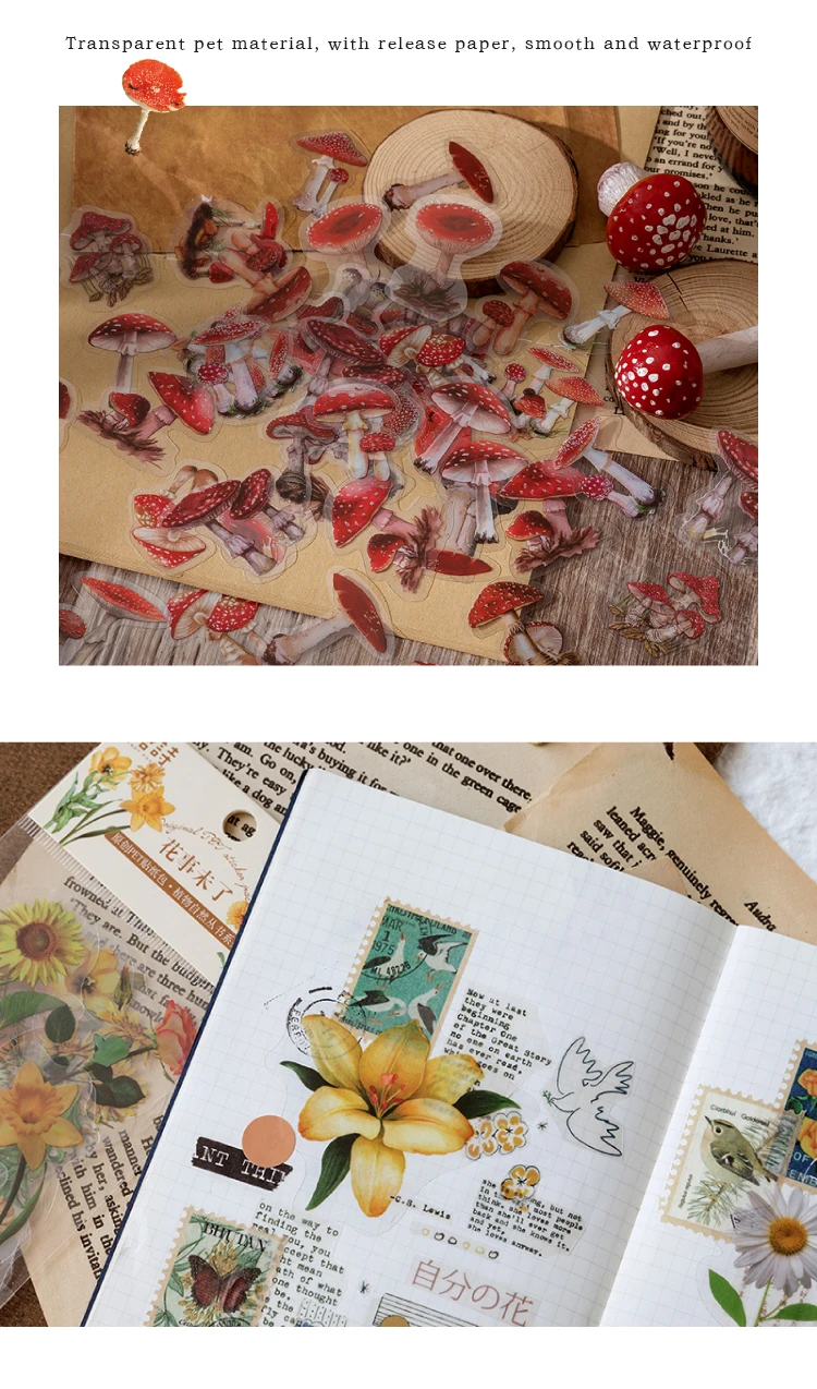 Mr.paper 40Pcs/Bag Plant Flower Series Decorative Diary Sticker Scrapbook Planner Decorative Stationery Sticker