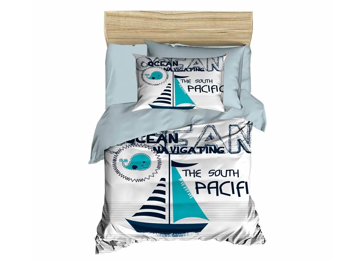 Digital printed 3d baby duvet cover set Ship ice blue
