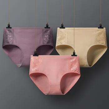 

Seamless Cotton Underpants Winter Briefs Mid Waist Antibacterial Panties Women's Lingerie Breathable Underwear Female Intimates