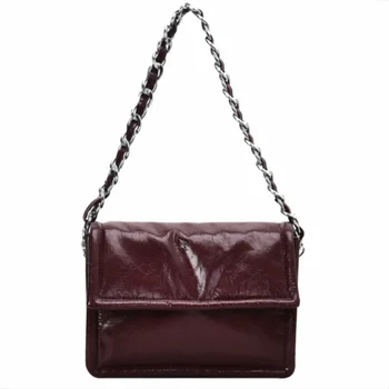 

Solid Color PU Leather Shoulder Bags for Women New Chain Ladies' Crossbody Messenger Bag Female Travel Handbags Casual Flap Bag