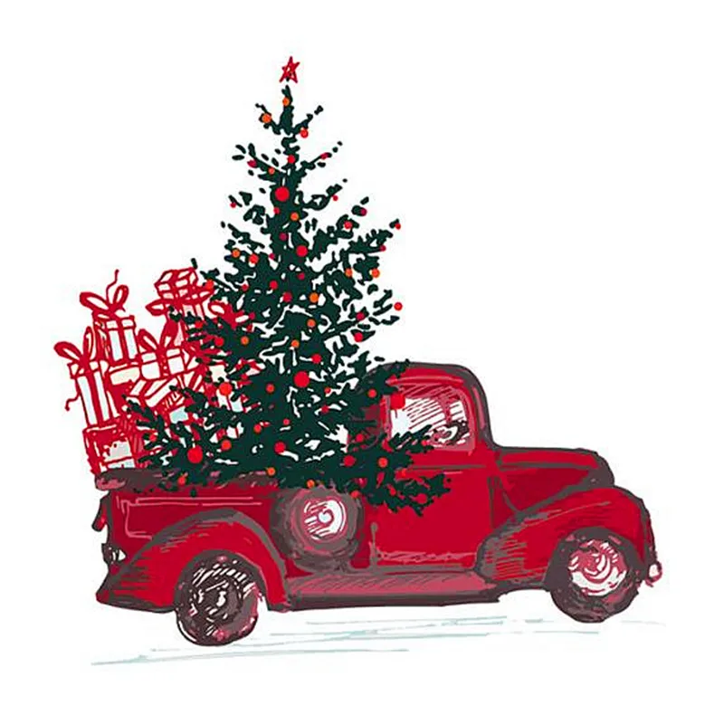 Новогодняя красная Автомобильная Наклейка 22 см Термотрансферная печать