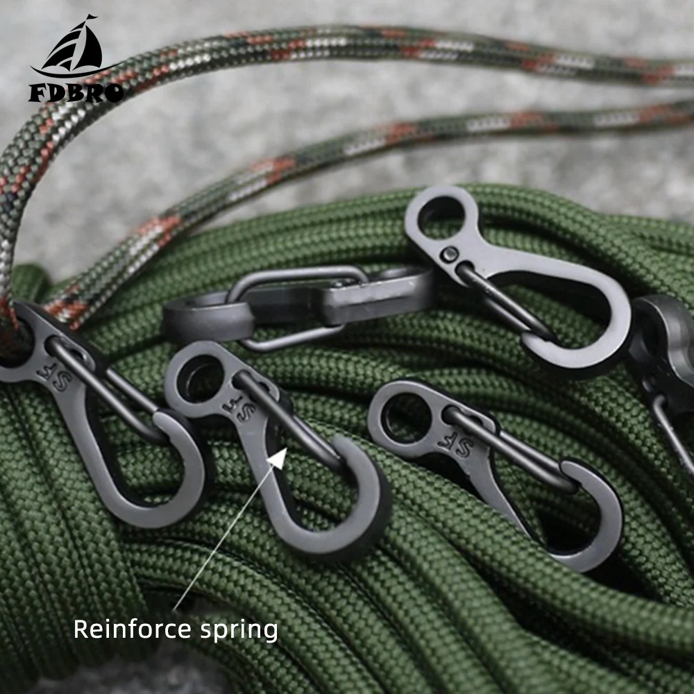 

12pcs/ Lot Mini Spring Hang Paracord Clasp Hook Backpack Hike Mountain Climb Gear Quick Draw Carabiner Tactical Keyring Survive