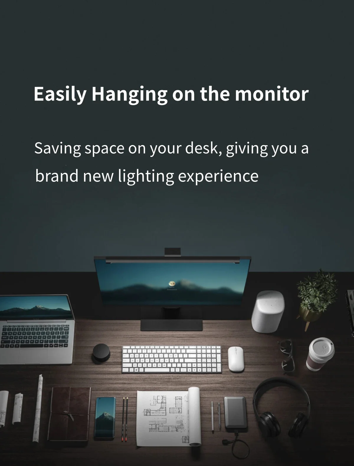 Xiaomi Mijia Lite Desk Lamp Foldable Eyes Protection Reading Dimmable PC Computer USB Lamp Display Hanging Light For Monitor