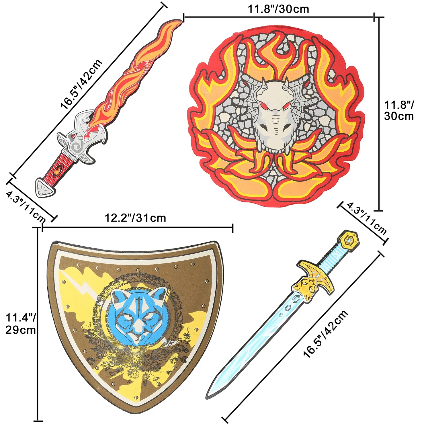 12 шт. безопасный EVA пена меч щит набор ролевые игры дракон пират воин оружие реквизит наружные игрушки мечи для детей девочек мальчиков подарок
