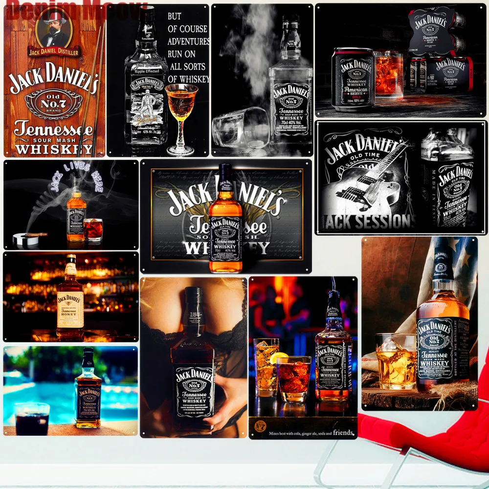 Винтажная металлическая жестяная вывеска Jack Wine Whiskey домашний декор для паба бара