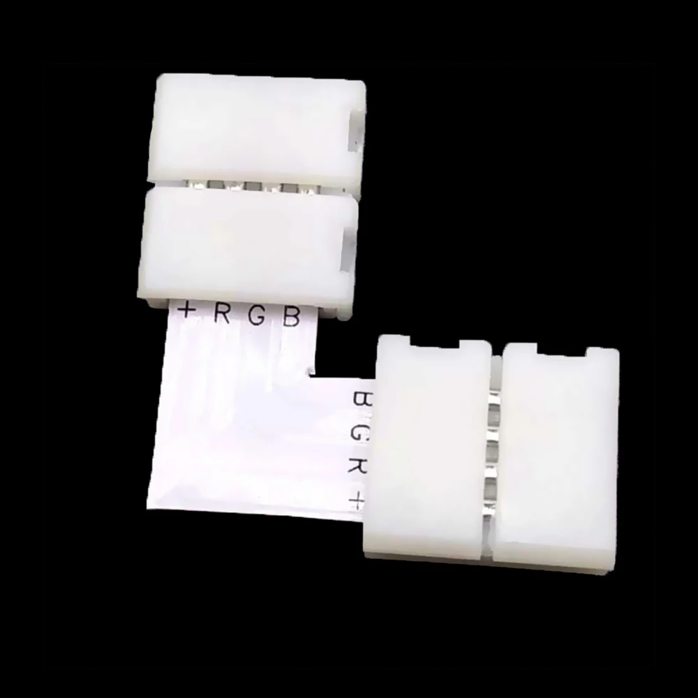 

10PCS 10mm RGB 4 Pin L Shape 90 Degree Solderless Connectors For 5050 12V LED RGB Strip