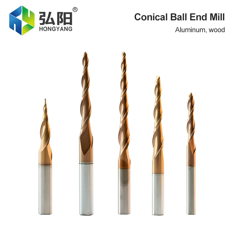 1pcTaperedBallEndMillingCutterCarbideCncMillingMachineCone