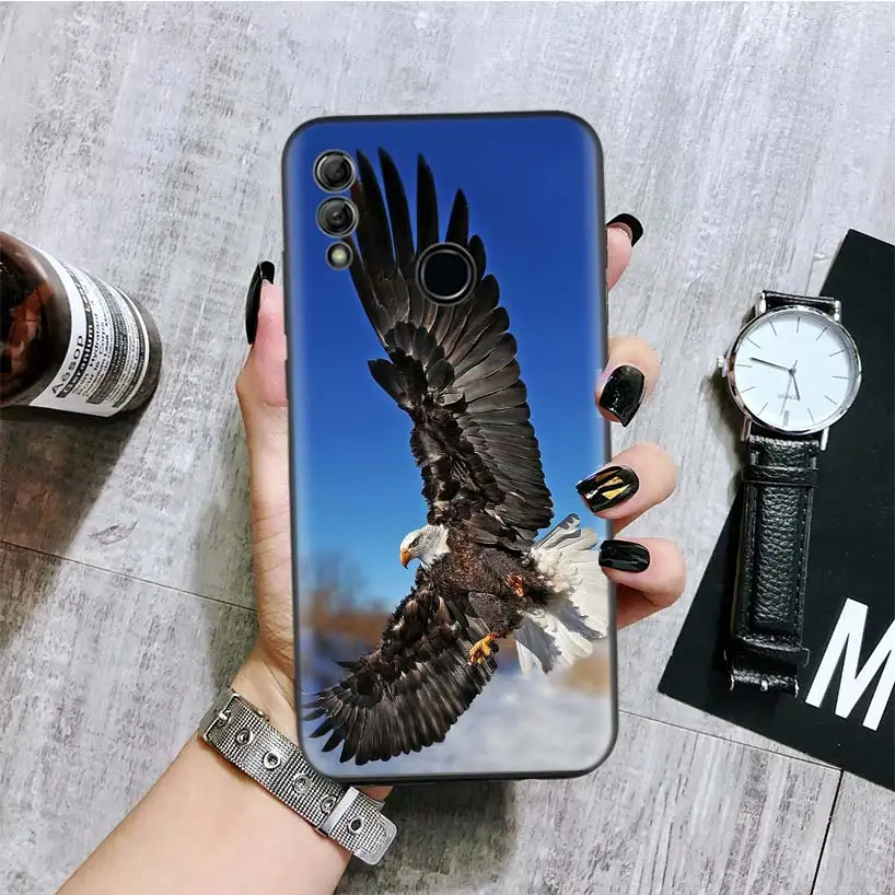 Король птиц Орел ястреб черная крышка чехол для телефона для huawei Y9 Y5 Y6 Y7 Honor 10 9 Lite 9X8X8 S 8A фотоаппаратов моментальной печати 7S 7A 10i 20i V20 Coque
