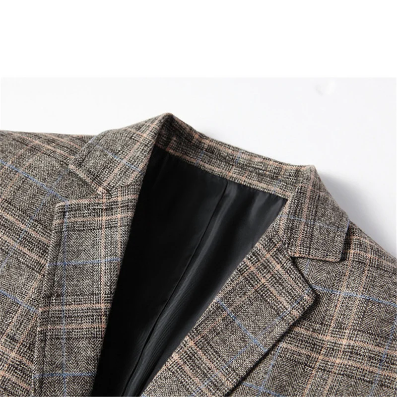 FGKKS-Blazer slim fit à carreaux pour homme, veste décontractée, style britannique, formel, pour fête, mariage, business, nouvelle collection printemps-automne