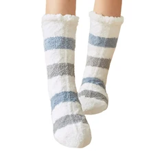 1 пара; домашние носки; теплые плотные эластичные мягкие нескользящие носки в полоску для зимы; домашняя одежда; TH36