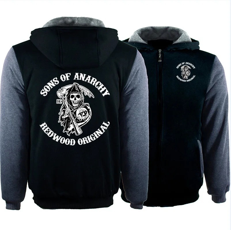SOA Sons толстовки анархия Мужские Зимние флисовые утепленные камуфляжные пальто толстовка на молнии мужские толстовки с принтом - Цвет: 5