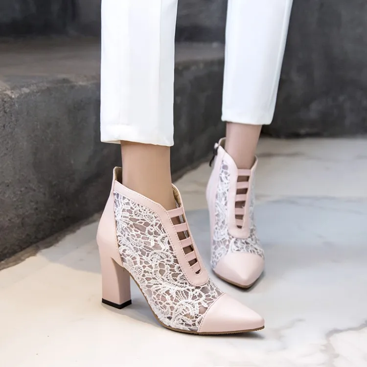 

Big Size 11 12 13 14 15 16 high heels sandals women shoes woman summer ladies Sandals high heel lace pointed hollow mesh boots