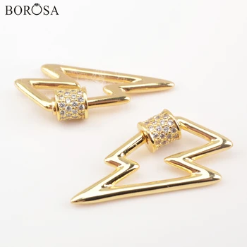 

BOROSA Lightning Shape Screw Clasp Lock Connector Gold Spiral Lightning Clasp Pendant Necklace Fittings for Women Jewelry WX1344