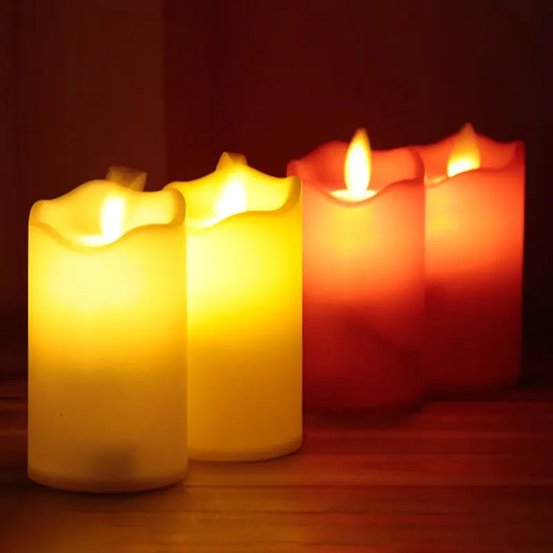 

3 Pcs Creative Wavy Side Flameless LED Swing Electric Flickering Tea Light Candles Romantic Wedding Christmas Decoration