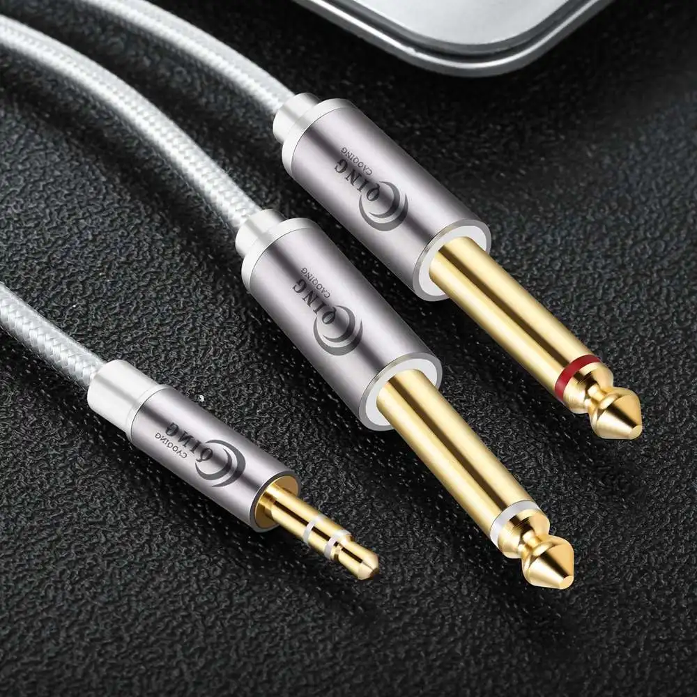 Double 6.35mm Aux Cable 2mono 6.5 Jack 