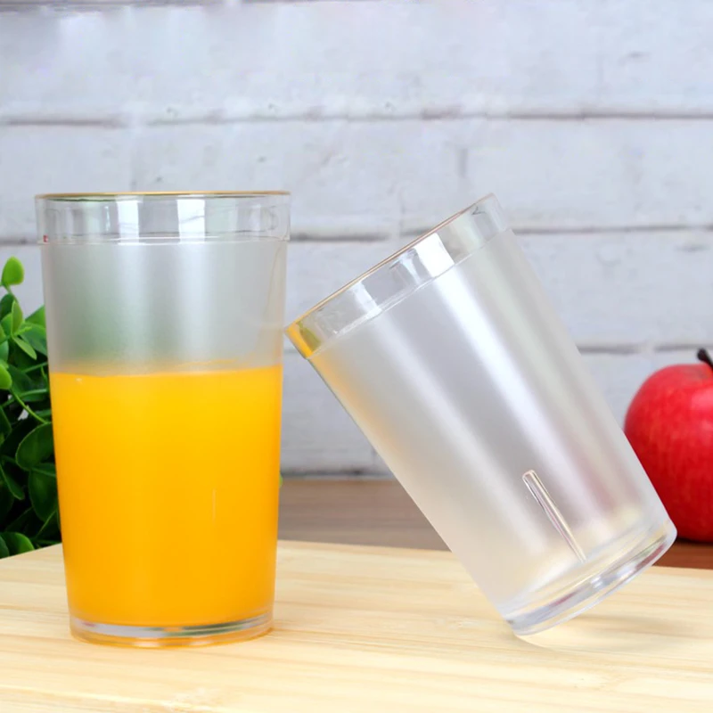 16OZ Clear Cafe Cup Restaurant Tumbler Drink Cups Plastic Break Resistant  Drinking Glasses Bar Accessories Kitchen 4/6/10pcs