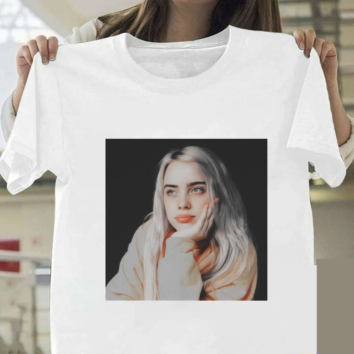 Billie Eilish Футболка Harajuku Fans белая хлопковая Мужская Camiseta Mujer Лидер продаж мужской эстетический Топ Футболка размера плюс уличная одежда крутая - Цвет: 4