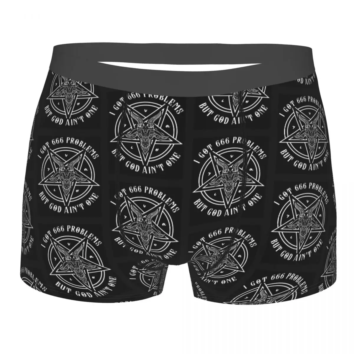 I Got 666 Problems I Satanic Goat I Baphomet Graphic Underpants Breathbale Panties Male Underwear Print Shorts Boxer Briefs