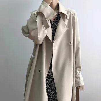 

Autumn Windbreaker Women's 2020 Autumn New Korean Style Short Mid-length Elegant Loose Trench Coat