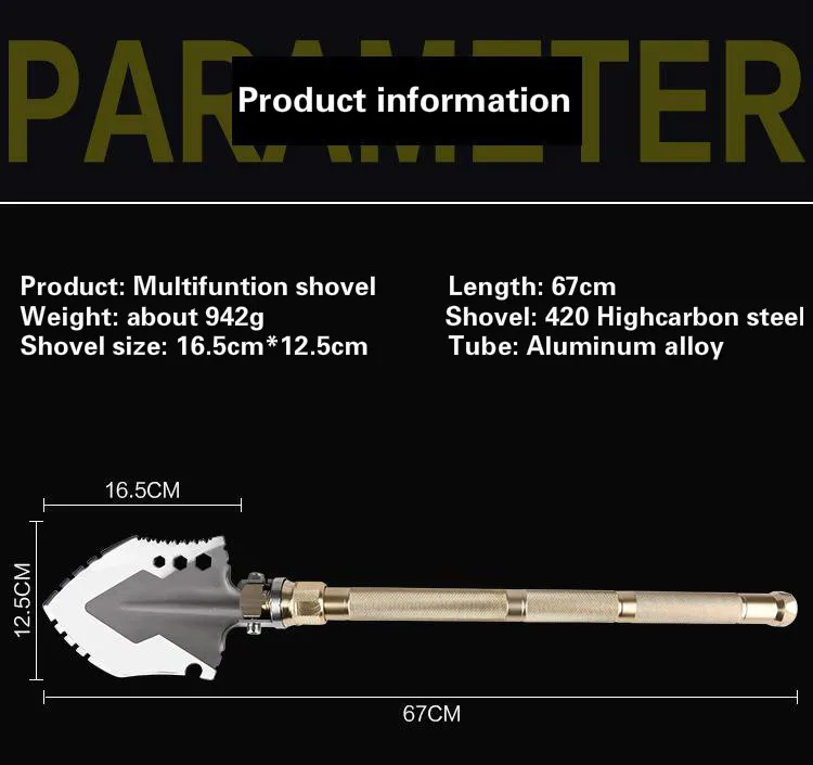 AMKOY 67 см тактическая походная Лопата Мультитул Складная лопата подъемная навесная Лопата рыболовный Открытый аварийный походный инструмент