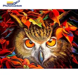 Photo personnalisée par numéros de hibou, animaux, peint à la main, acrylique, décor de maison, peinture à l'huile par numéros, dessin cadeau 