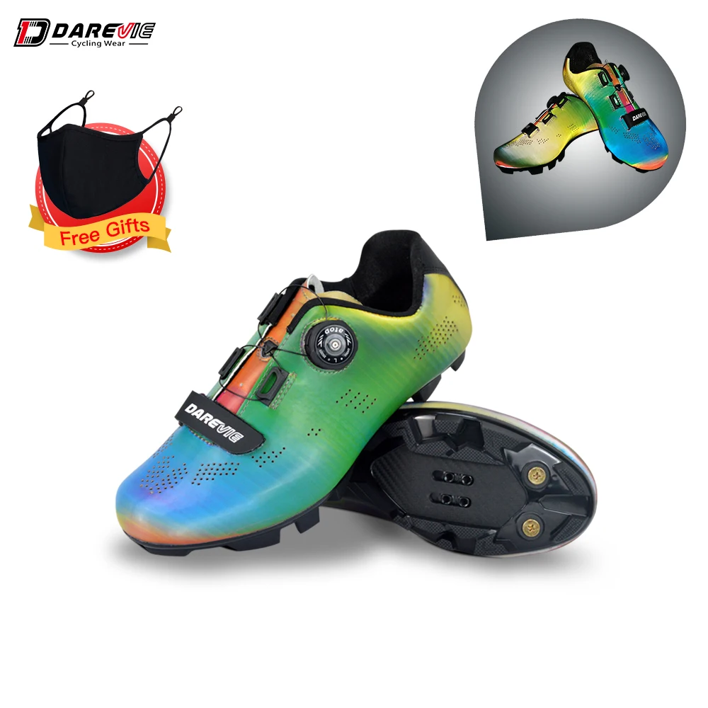

Darevie 2020 Cycling Shoes Chameleon MTB Cycling Shoes Light Pro Mountain Bike Shoes SPD Reflective Professionl Bicycle Shoes
