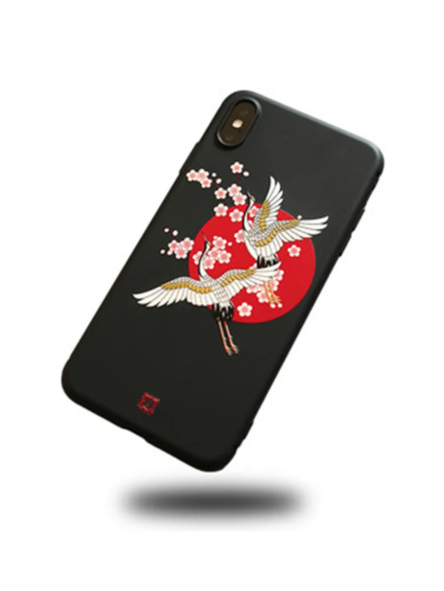 

2020 Emboss Phone Case For Iphone 7 plus cover Kanagawa Waves Carp Cranes 3D Giant relief Case For Apple Iphone 8 plus