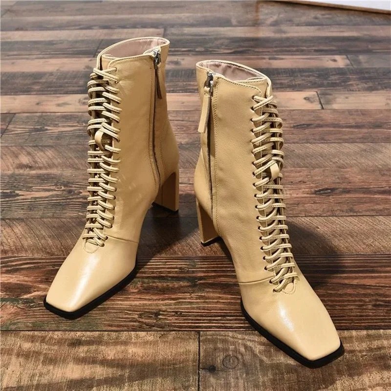 sexy thick high heel shoes woman female square toe martin boots high qulaity new autumn winter women shoes ankle boots Drop Ship