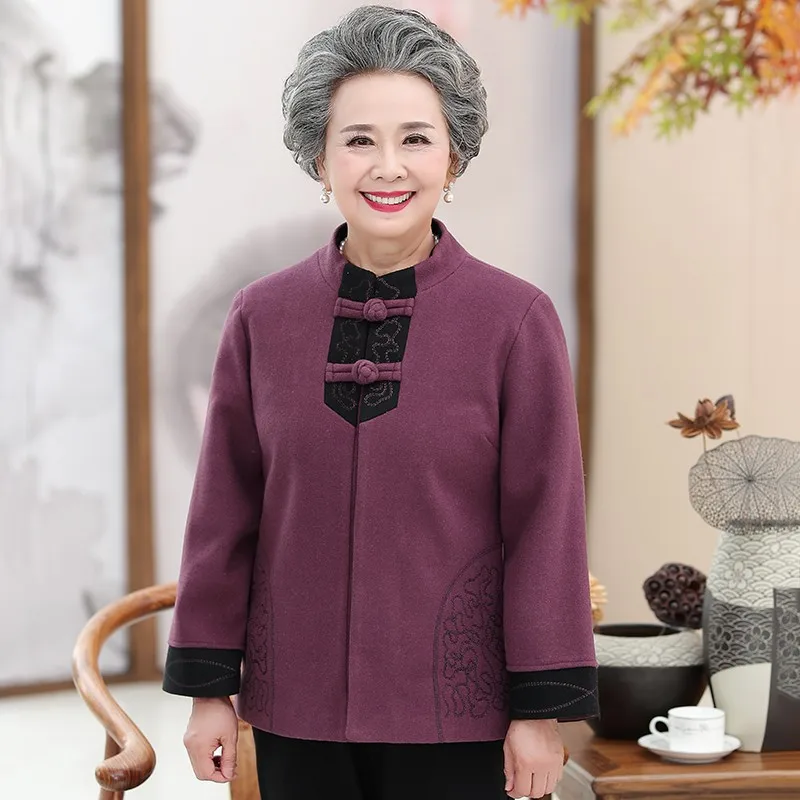 

Woolen Jacket Overcoat Women's Winter New Style Ethnic-Style Elderly People WOMEN'S Dress Large Size Thick Coat Woolen Coat Wome