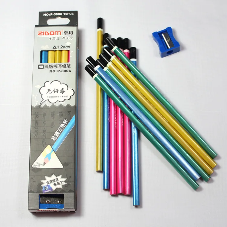 

Children Multi-color Triangular Environmentally Friendly Wood zhan tou HB Pencil Set Send Pencil Sharpener Primary School STUDEN
