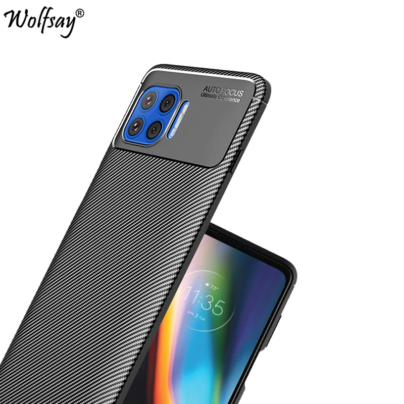 Чехол бампер для Motorola Moto G 5G Plus Силиконовый противоударный чехол из углеродного