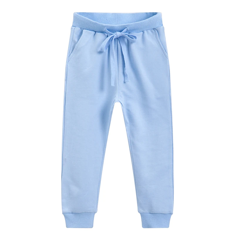 Light Blue DE PEACH/осенние повседневные хлопковые брюки для маленьких мальчиков и девочек детские свободные штаны однотонные штаны для мальчиков и девочек-подростков, От 1 до 12 лет - Цвет: Light Blue