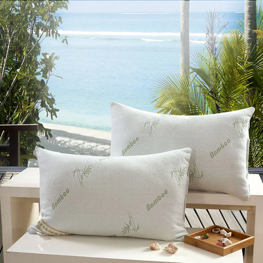 1Pc 60x40cm Bamboo Fiber Pillow Health Care Comfortable Bed Pillows for Sleep Support Neck Fatigue Relief 0.7kg Elastic Pillow 2