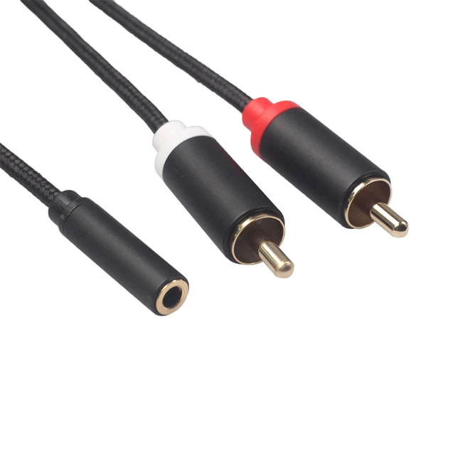 3.5mm Stereo Audio Female to 2 RCA Male Connectors 15.75inch black 3635F-04