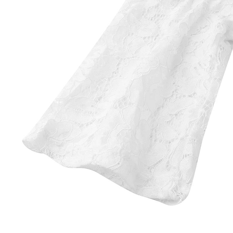 Летнее платье женское винтажное открытое Кружевное белое Макси длинное платье VONDA Женский Повседневный стиль, расклешенный рукав Праздничная Вечеринка Vestido S-5XL